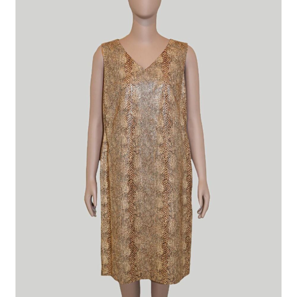 Vintage Harve Benard Gold Snakeskin Print Midi Dress Size 10